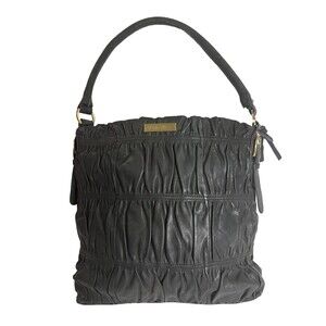 Mido Mido Women's Geniune Leather Hobo Italian Leather Black Shoulder Bag